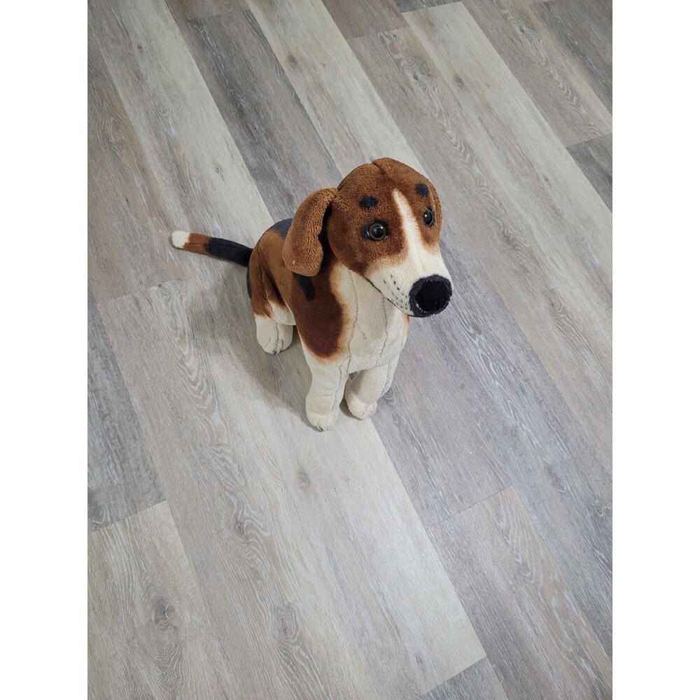Melissa & Doug 19" Beagle Dog Puppy Plush #4852 Realistic Brown White Stuffed
